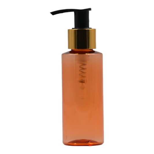 100ml Orange Grove pet tissue oil bottle/24mm Black & Gold lotion pump