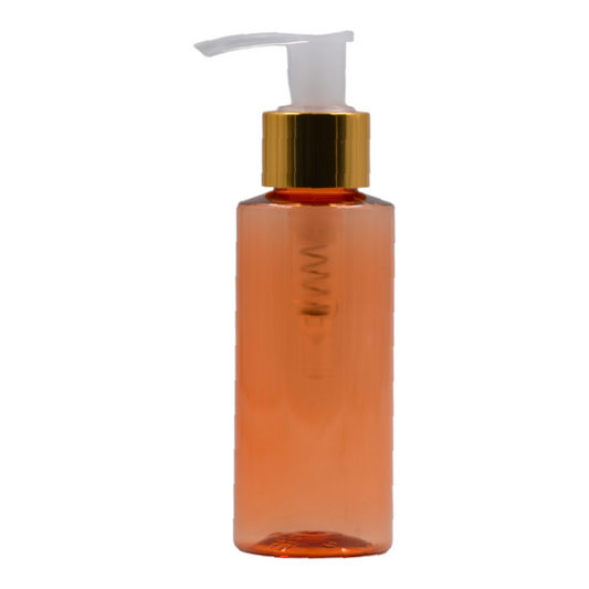 100ml Orange Grove pet tissue oil bottle/24mm Natural & Gold lotion pump