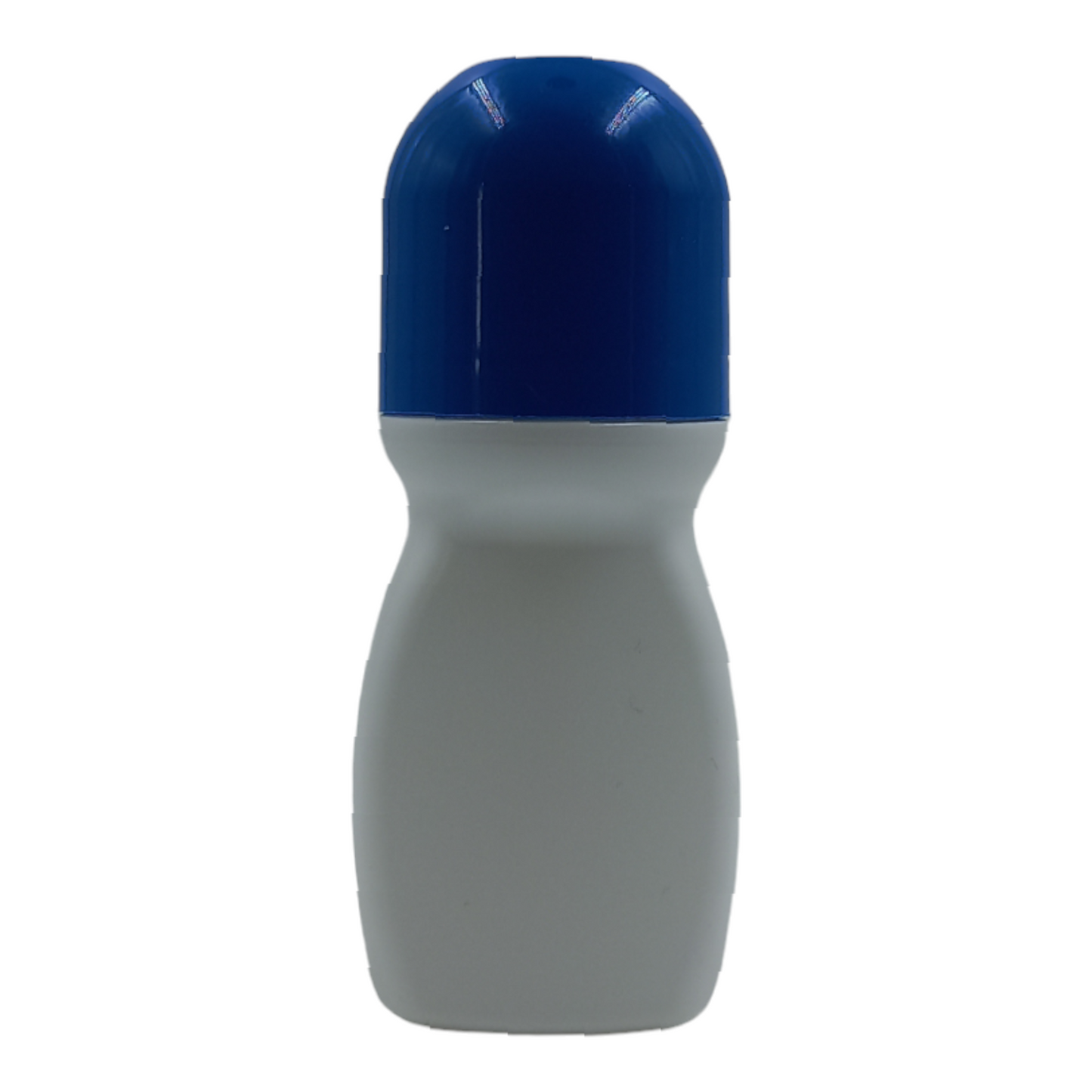 25 units 50ml white waisted roll on packaging bottle/blue lid