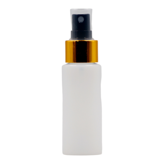 50ml Frosted Natural bottle/Black & Gold Atomizer Spray