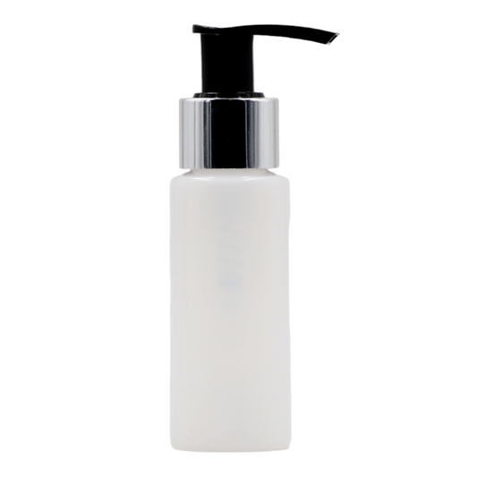 50ml Frosted Natural bottle/Black & Chrome Lotion pump