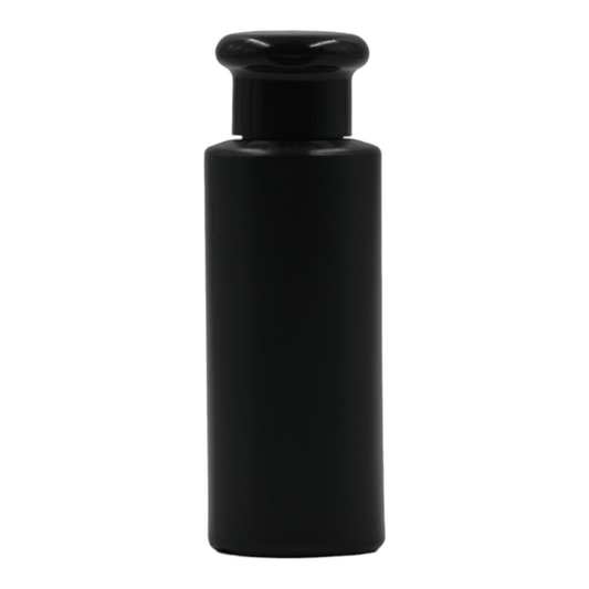 100ml HDPE Flat shoulder black bottle (24mm neck)-Black Mushroom Flip Cap