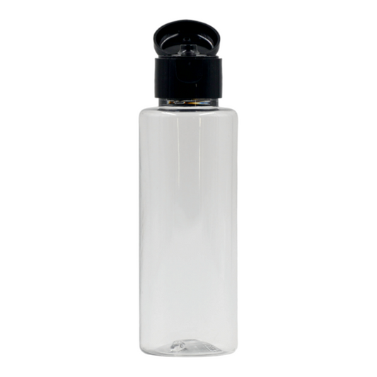 100ml PET tall clear bottle (24mm neck)-Black Flip cap