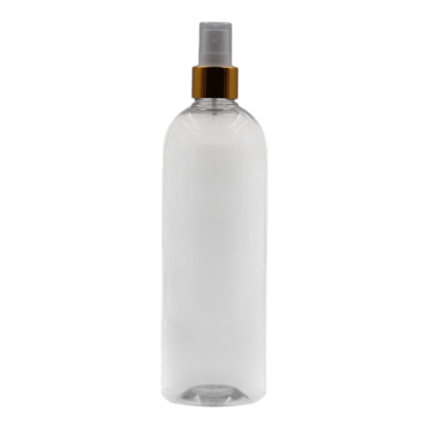 500ml Clear Tall Packaging Bottle/White & Gold Mist Spray
