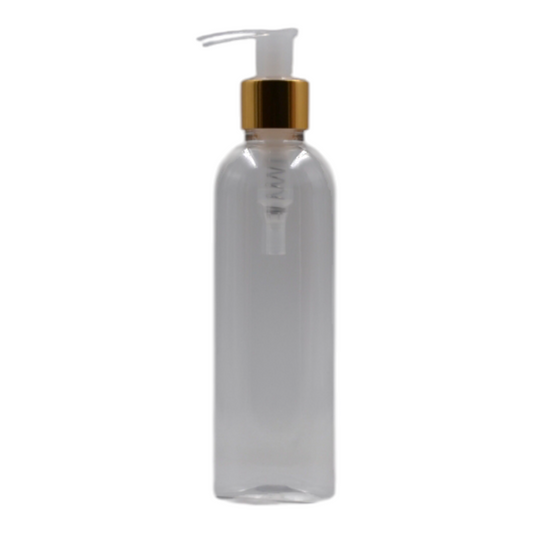250ml Clear Packaging Bottle/Natural & Gold Lotion Pump