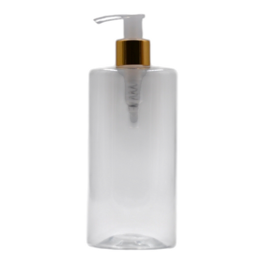 500ml Clear Sharp Shoulder Packaging Bottle/Natural & Gold Lotion Pump