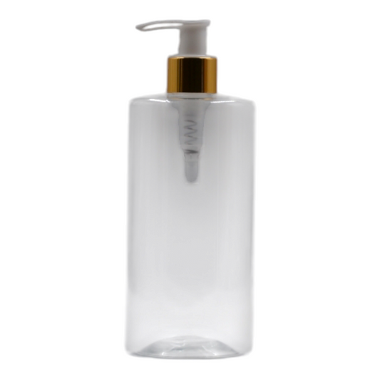 500ml Clear Sharp Shoulder Packaging Bottle/White & Gold Lotion Pump