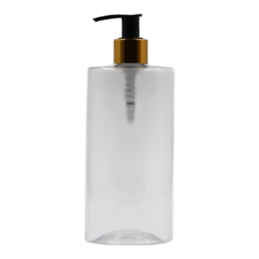 500ml Clear Sharp Shoulder Packaging Bottle/Black & Gold Lotion Pump