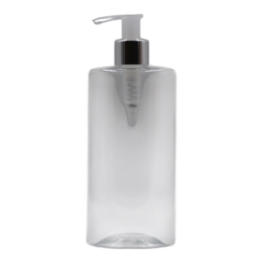 500ml Clear Sharp Shoulder Packaging Bottle/Natural & Chrome Lotion Pump