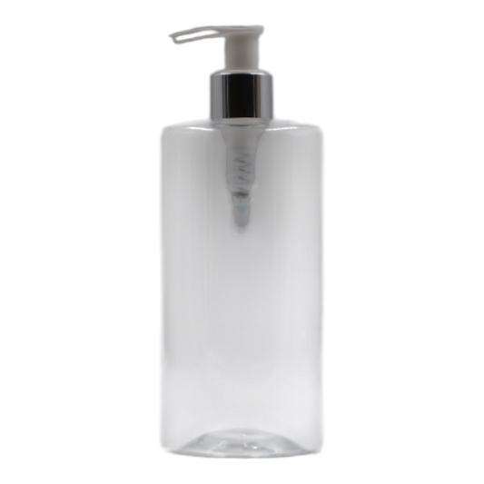 500ml Clear Sharp Shoulder Packaging Bottle/White & Chrome Lotion Pump