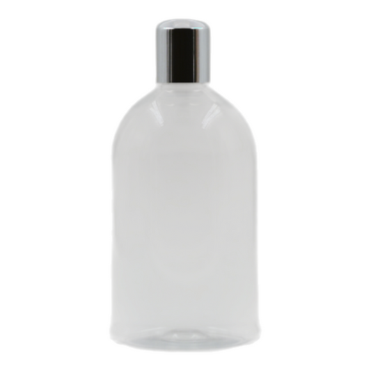 500ml Clear Squad Packaging Bottle/White & Chrome Disc Top