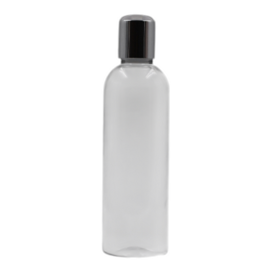 250ml Clear Tall Packaging Bottle/White & Chrome Disc Top