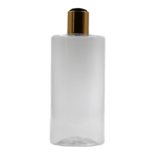 500ml Clear Sharp Shoulder Packaging Bottle/Black & Gold Disc Top