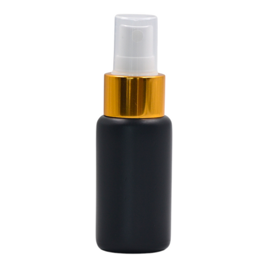50ml Black Plastic Packaging Bottle/White & Gold Mist Spray