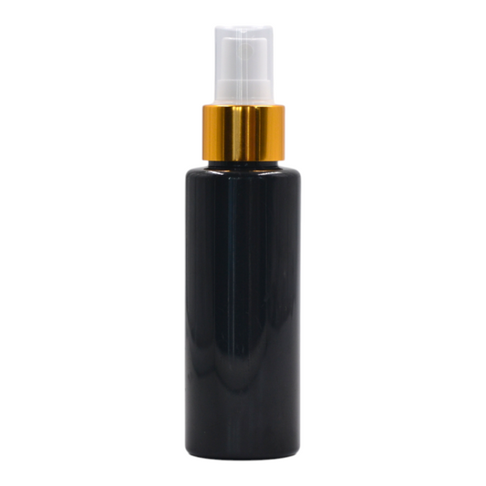 100ml Sheen Black Plastic Packaging Bottle/White & Gold Mist Spray