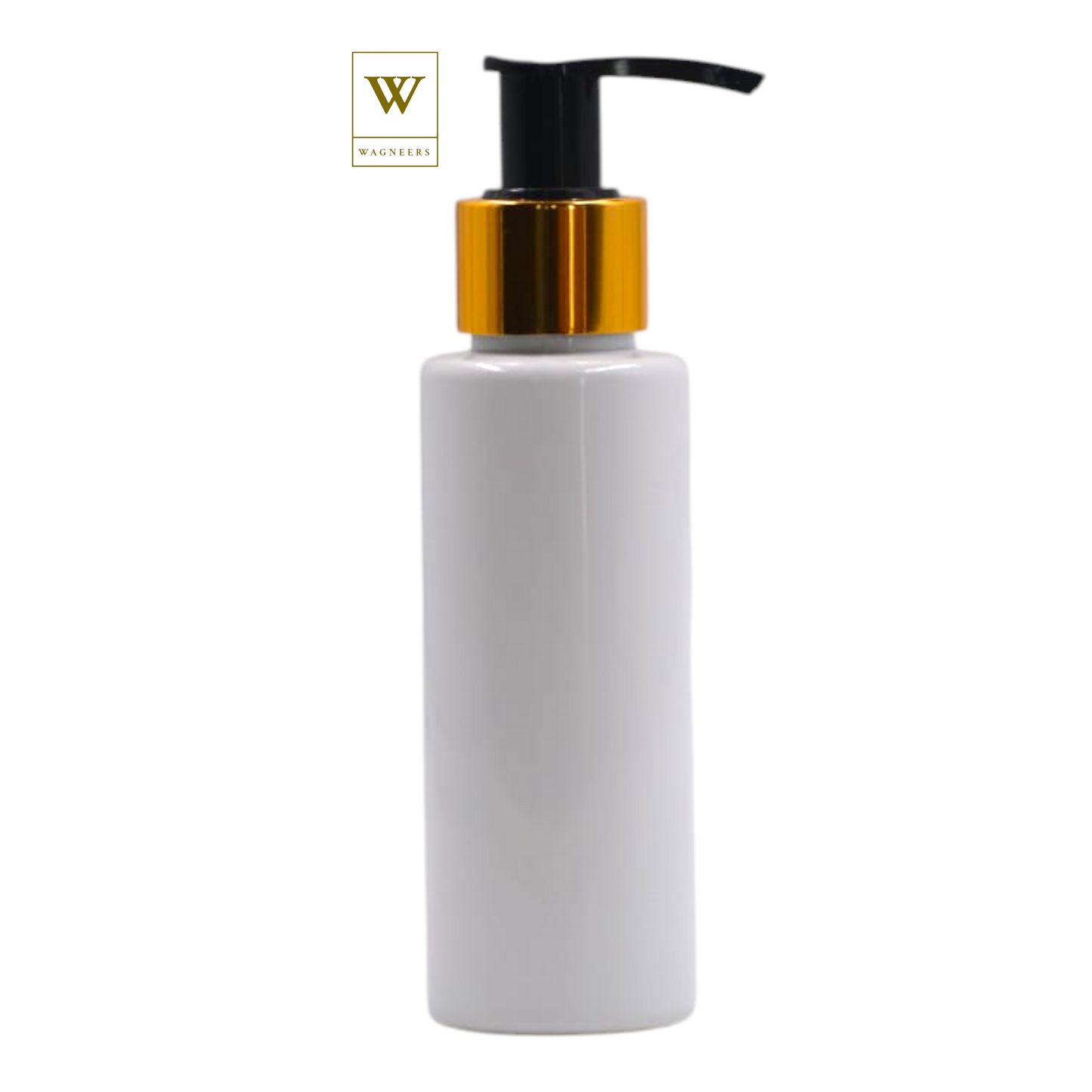 White Packaging Bottle/Black & Gold Lotion Pump[100pc]