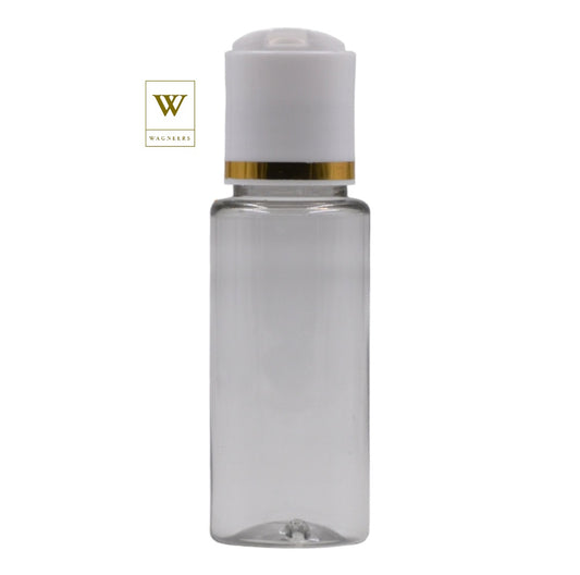 Clear Packaging Bottle /White & Gold Ring Disc Top[100pc]