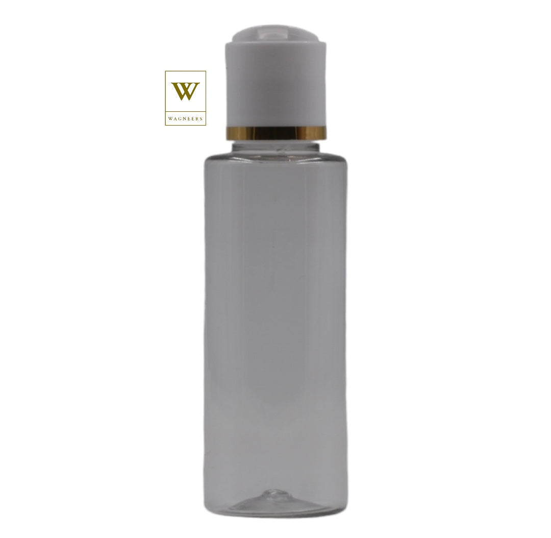 Clear Packaging Bottle /White & Gold Ring Disc Top[100pc]