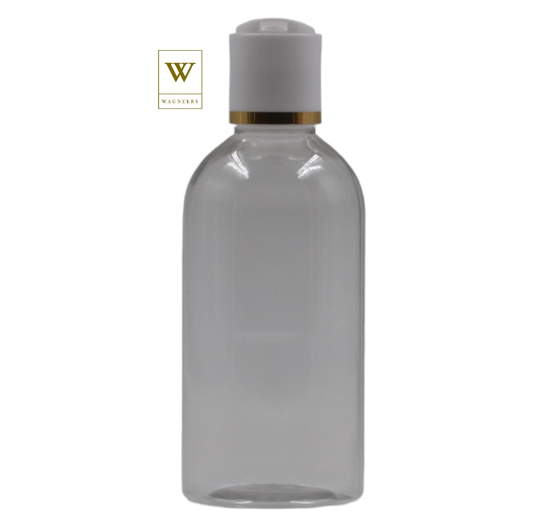 Clear Packaging Bottle /White & Gold Ring Disc Top[100pc]
