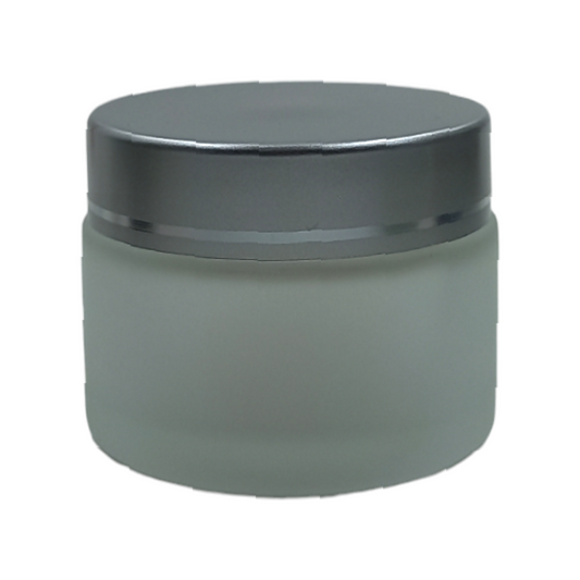 50ml frosted glass packaging jar/silver lid