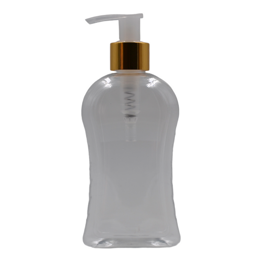 250ml Clear Curve Packaging Bottle/Natural & Gold Lotion Pump