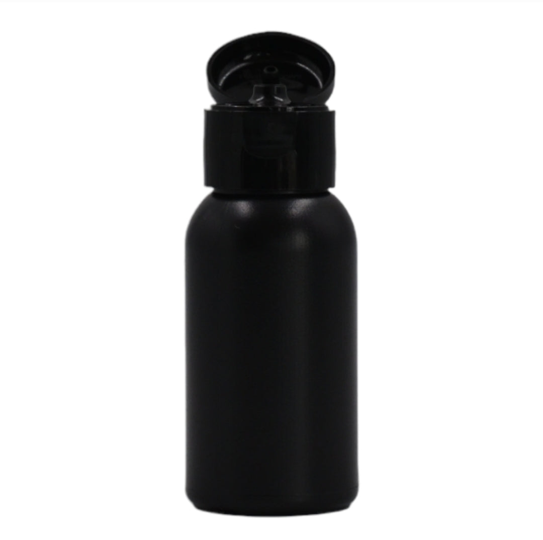 50ml HDPE Boston black bottle (24mm neck)-Black flip top