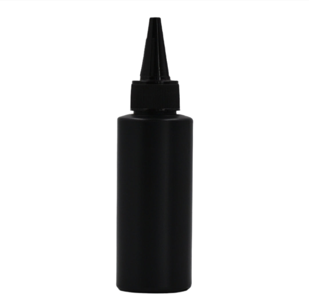 100ml HDPE Flat shoulder black bottle (24mm neck)-Black Kas spout