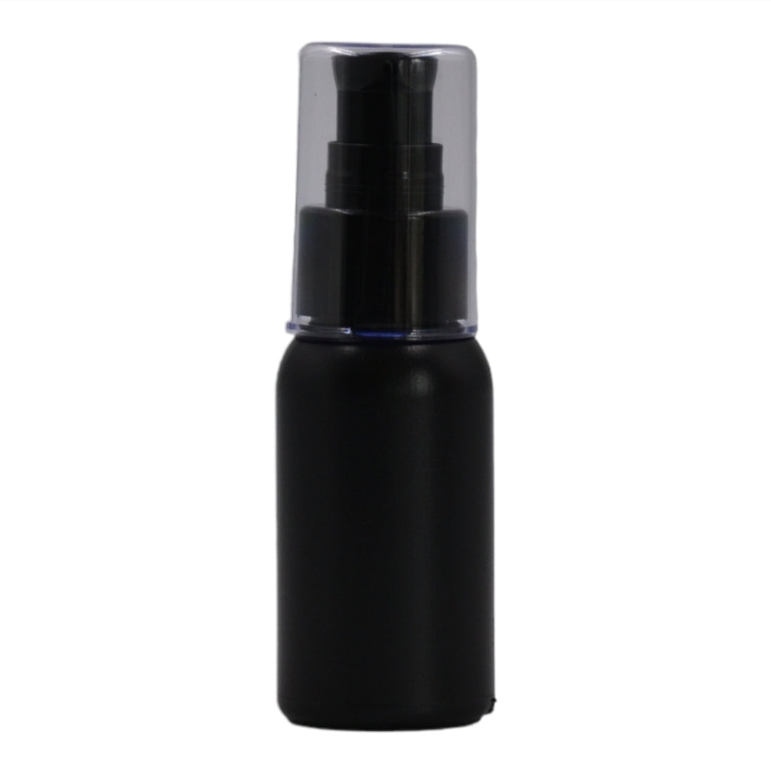 50ml HDPE Boston black bottle (24mm neck)-black serum pump