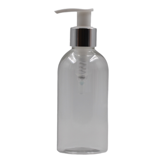 200ml Clear Packaging Bottle/White & Chrome Lotion Pump