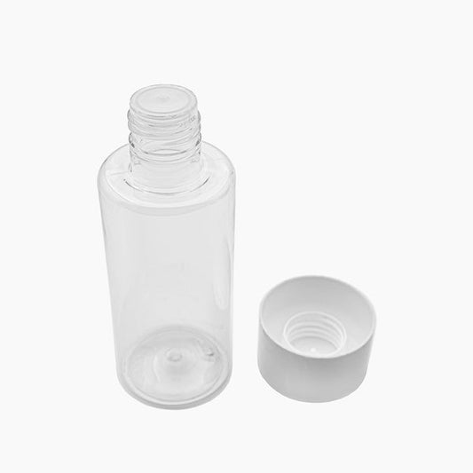 100ml clear pet bottle/24mm white overcap