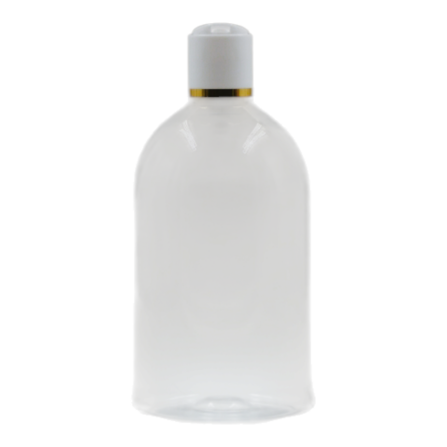 500ml Clear Squad Packaging Bottle/White & Gold Ring Disc Top