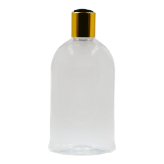 500ml Clear Squad Packaging Bottle/Black & Gold Disc Top