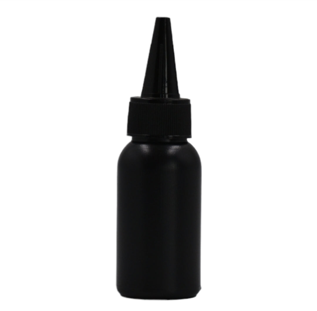 50ml HDPE Boston black bottle (24mm neck)-Black Kas spout