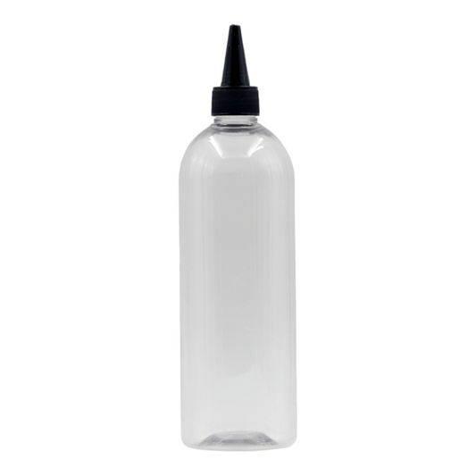 500ml Clear Tall Bottle (24mm neck)-Black Kas Spout cap