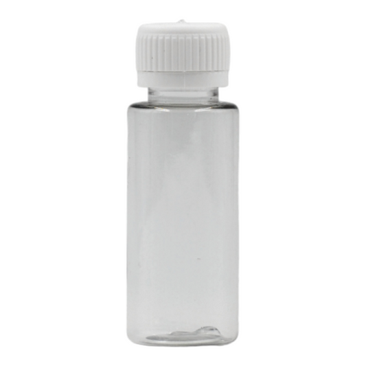 30ml clear bottle (20mm neck)-White Screw Cap