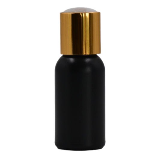 50ml HDPE Boston black bottle (24mm neck)-White & gold disc top