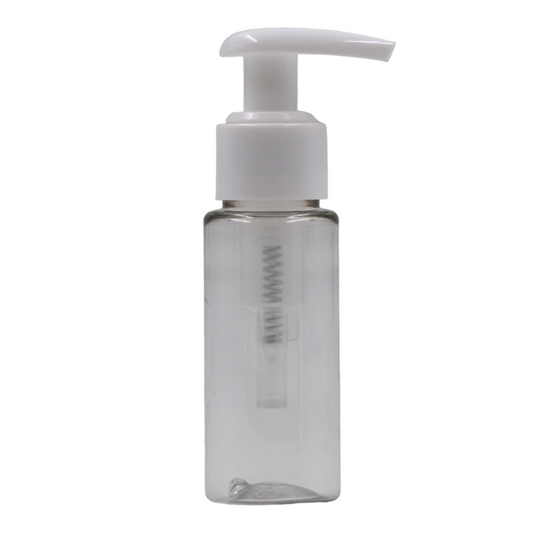 50ml PET clear tall bottle (24mm neck)-White lotion pump