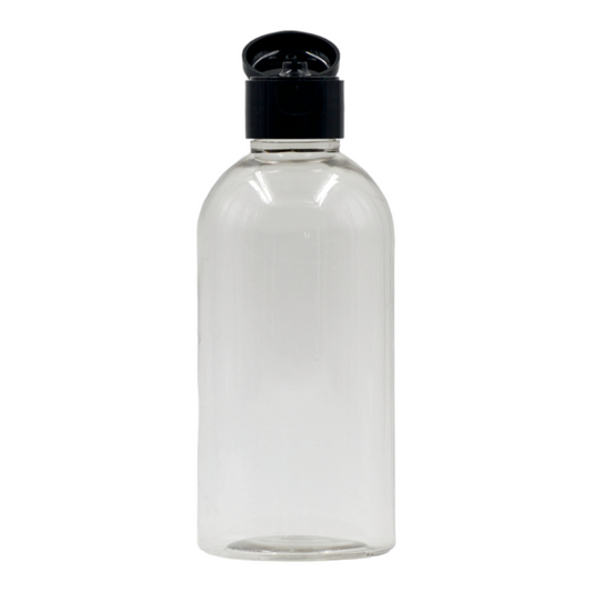 200ml Clear bottle (24mm neck)-Black Flip cap