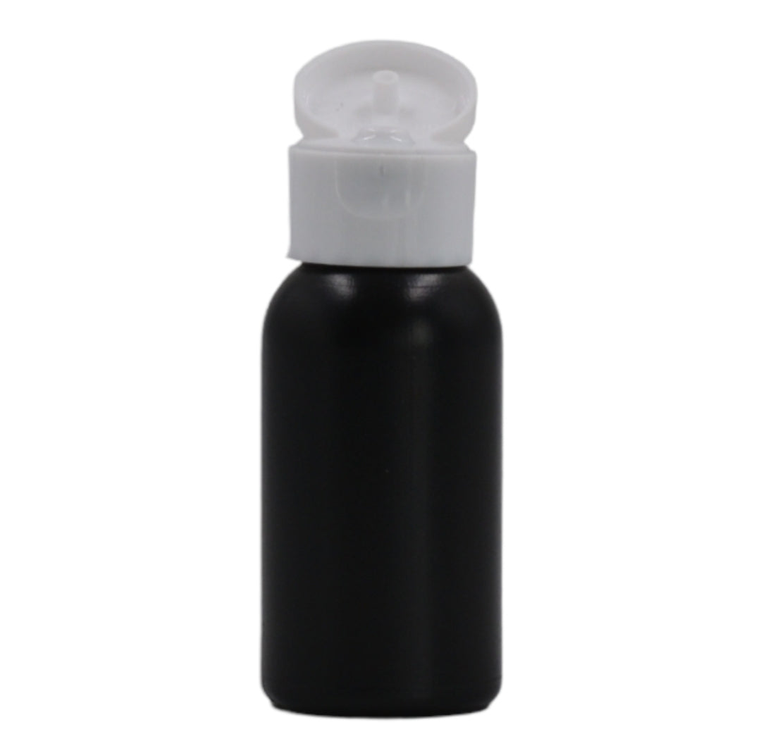 50ml HDPE Boston black bottle (24mm neck)-white flip top