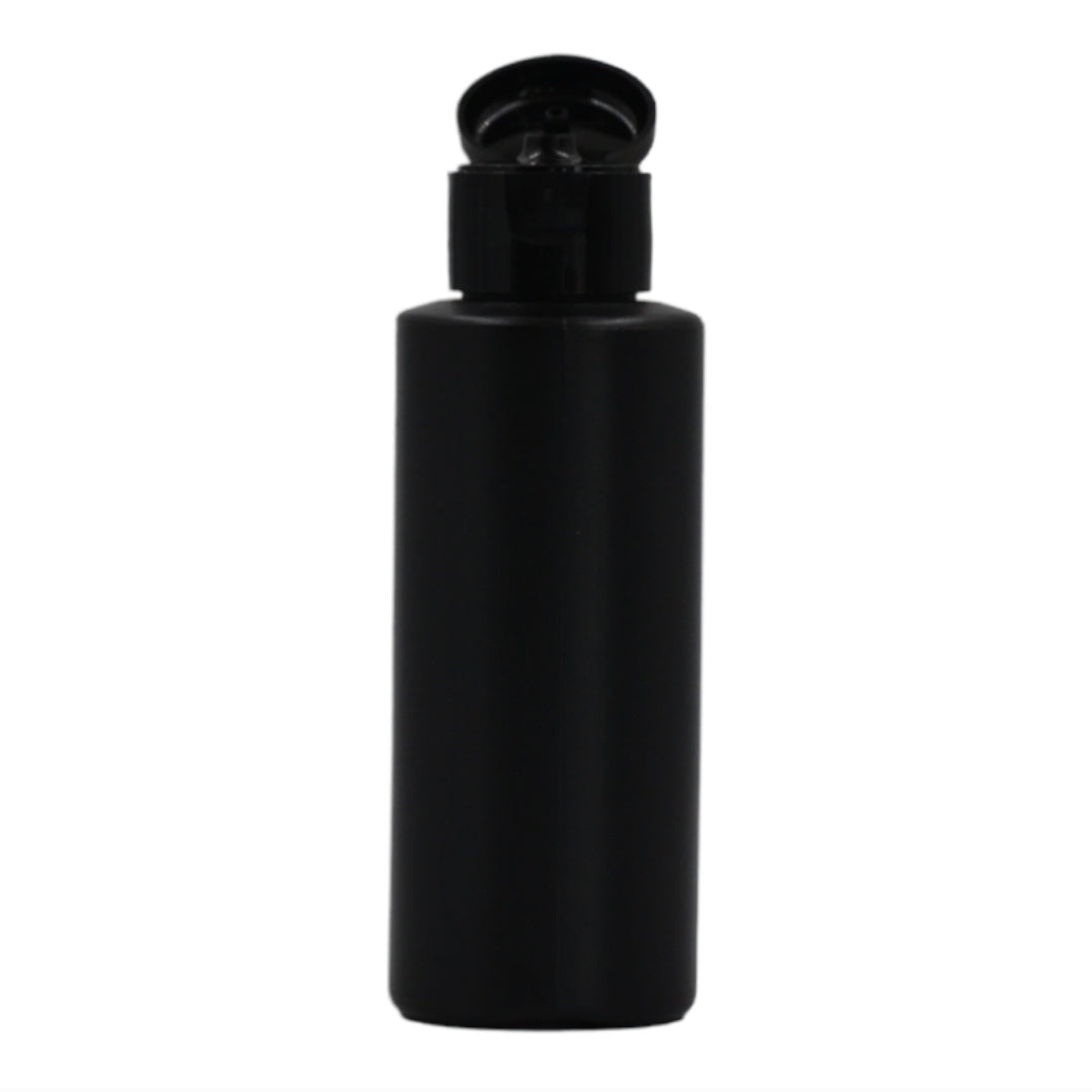 100ml HDPE Flat shoulder black bottle (24mm neck)-black flip top