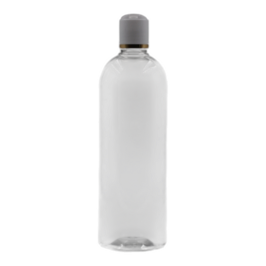 500ml Clear Tall Packaging Bottle/White & Gold Ring Disc Top