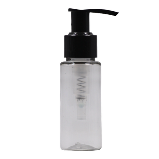 50ml PET clear tall bottle (24mm neck)-Black lotion pump