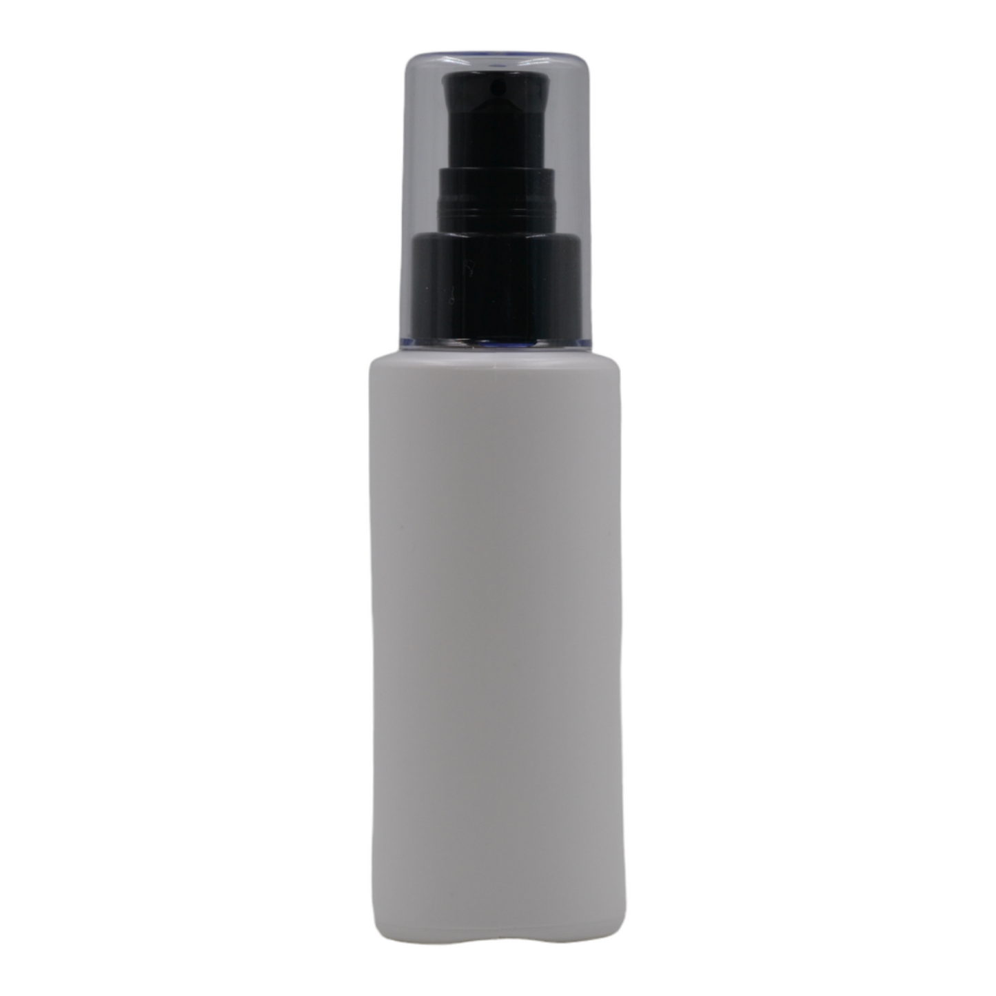 100ml HDPE Flat shoulder white bottle (24mm neck)-black serum pump