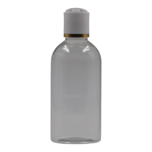 200ml Clear Packaging Bottle/White & Gold Ring Disc Top