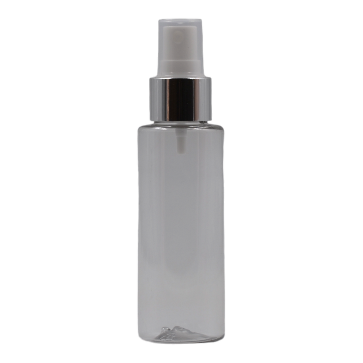 100ml clear plastic packaging bottle/white & chrome mist spray 