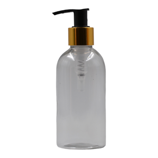 200ml Clear Packaging Bottle/Black & Gold Lotion Pump