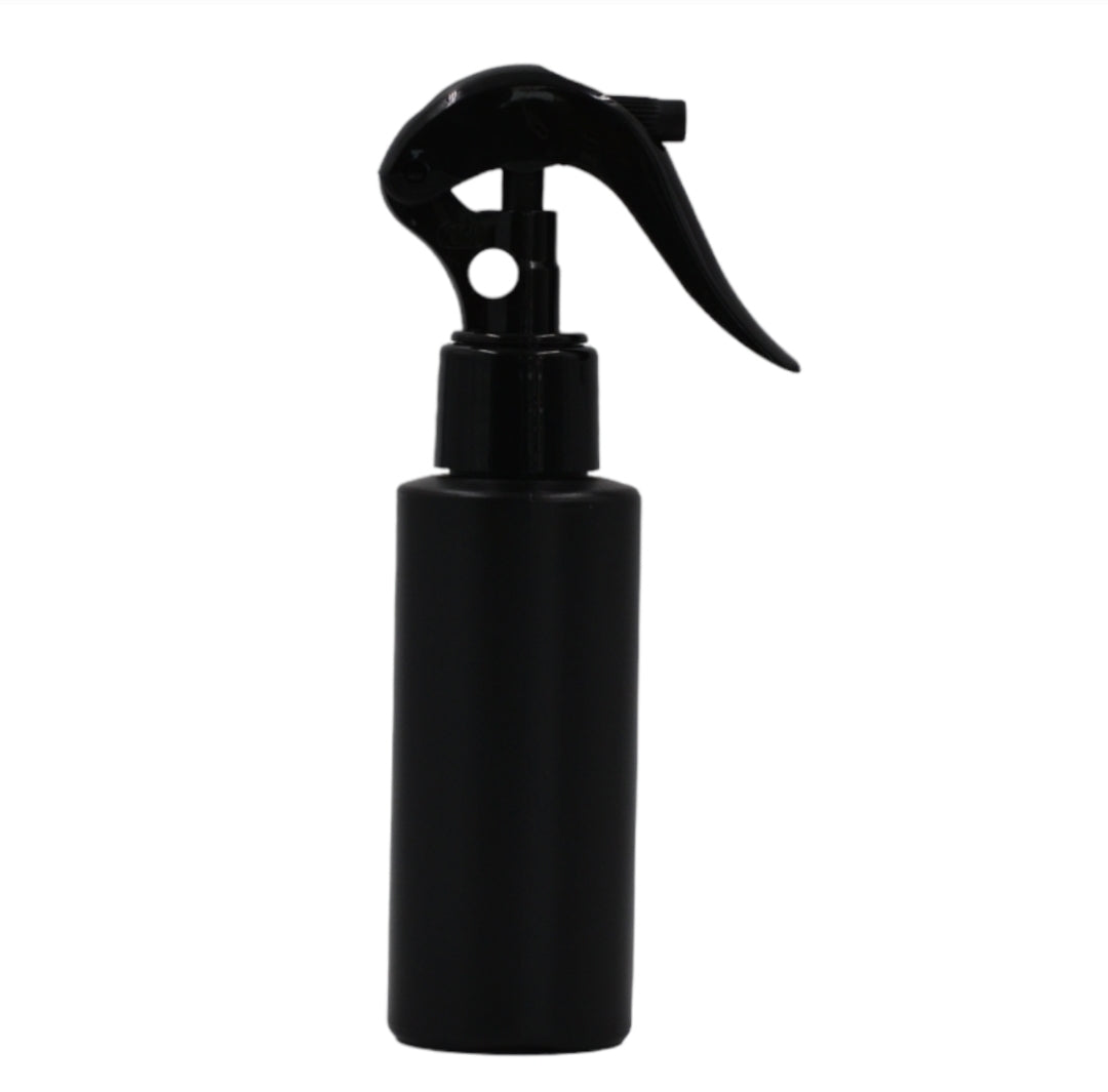 100ml HDPE Flat shoulder black bottle (24mm neck)-Black mini trigger spray