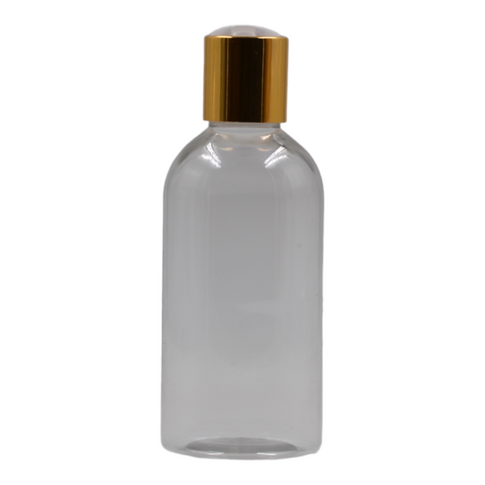 200ml Clear Packaging Bottle/White & Gold Disc Top
