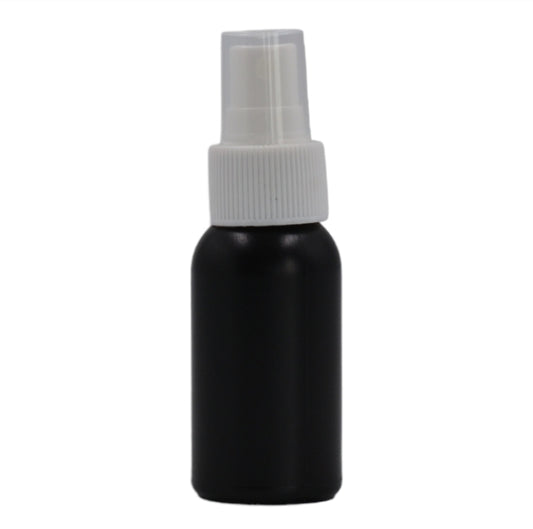 50ml HDPE Boston black bottle (24mm neck)-white mist spray