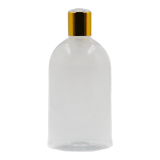 500ml Clear Squad Packaging Bottle/White & Gold Disc Top